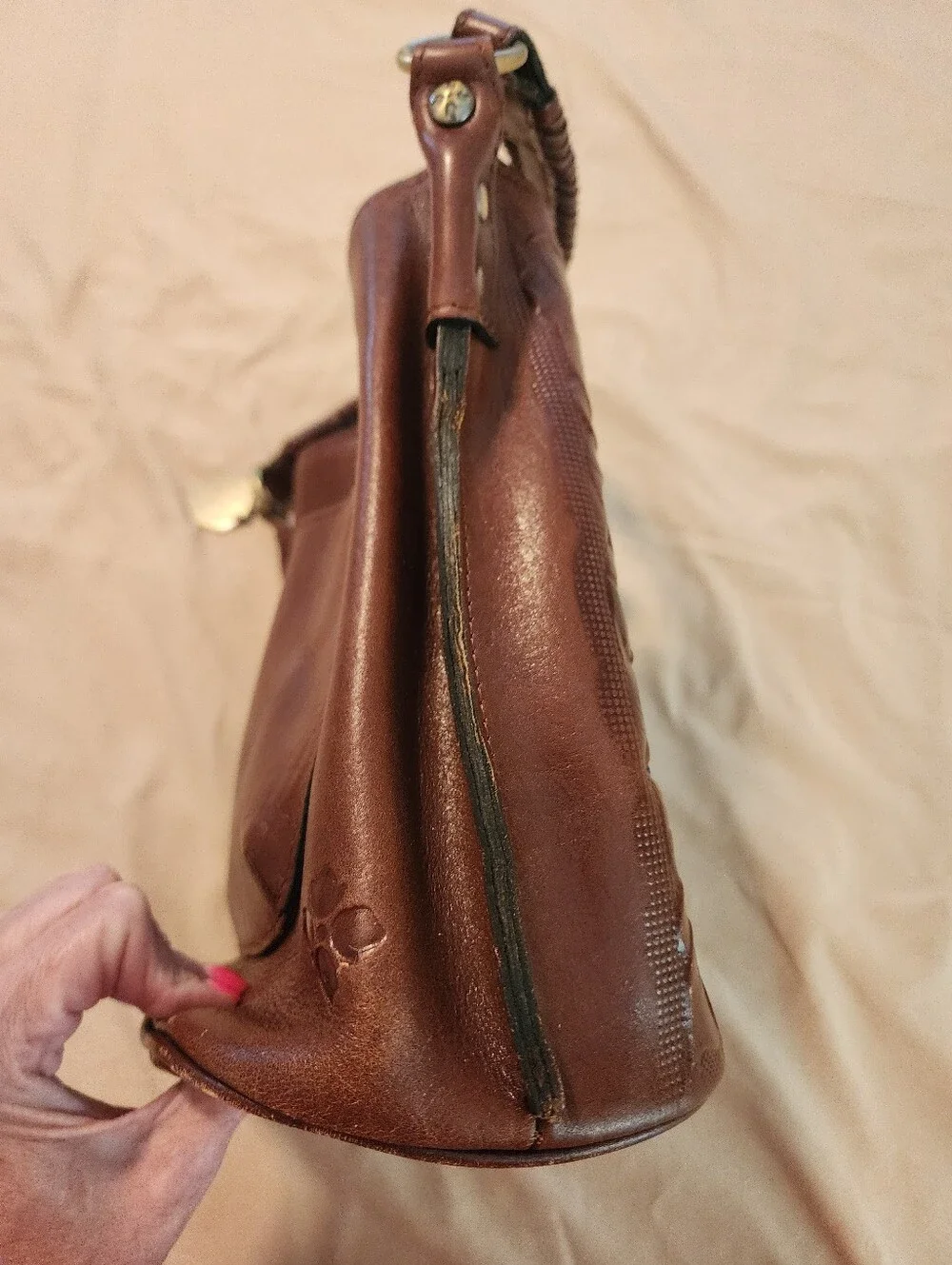 Patricia Nash 10th Anniversary Brown Tooled Leather Tassel Bag Fall 2010 Collect